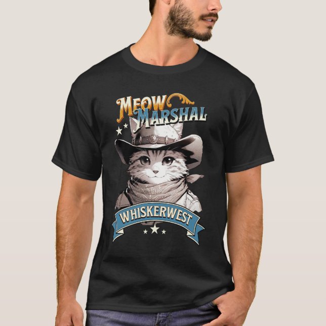 T-shirt Meow Marshal du Sheriff de Chat Cowboy Purrr-fect (Devant)