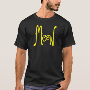 T-shirt Meow Minimal Jaune Moderne Script Papa Chat Typo