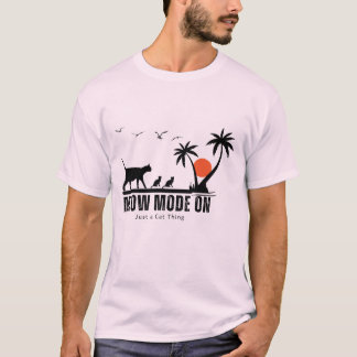 T-shirt Meow Mode On – Tropical Cat Beach Adventure Design