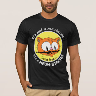 T-shirt MEOW-STACHE Drôle Chat à Moustache de Dessin Animé
