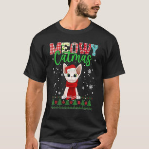 T-shirt Meowa Catmas Chat de Noël Père Noël Scarf laid