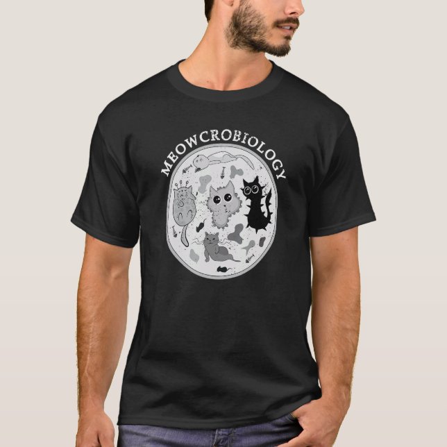 T-shirt Méowcrobiologie Chat Bactéries désinfectées Microb (Devant)