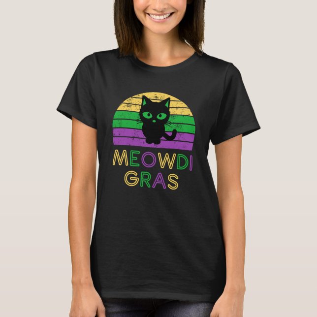 T-shirt Meowdi Gras Mardi Gras Funny Chat Pun femmes (Devant)