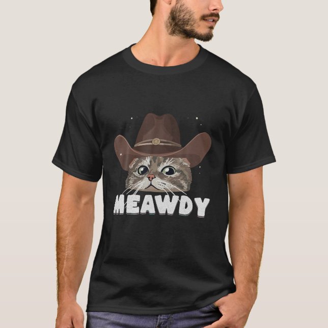 T-shirt Meowdy Chat Mème Texas Funny Chat Cat Cowboy (Devant)