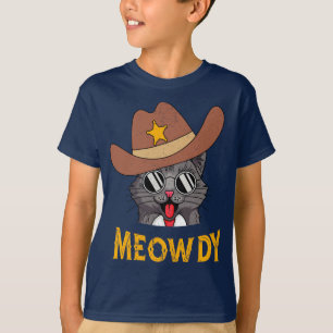 T-shirt Meowdy ! Funny Country Chat Porter Cowboy Casquett