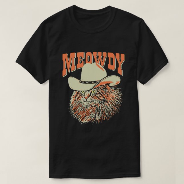 T-shirt Meowdy Funny Country Music Chat Cowboy Casquette V (Design devant)