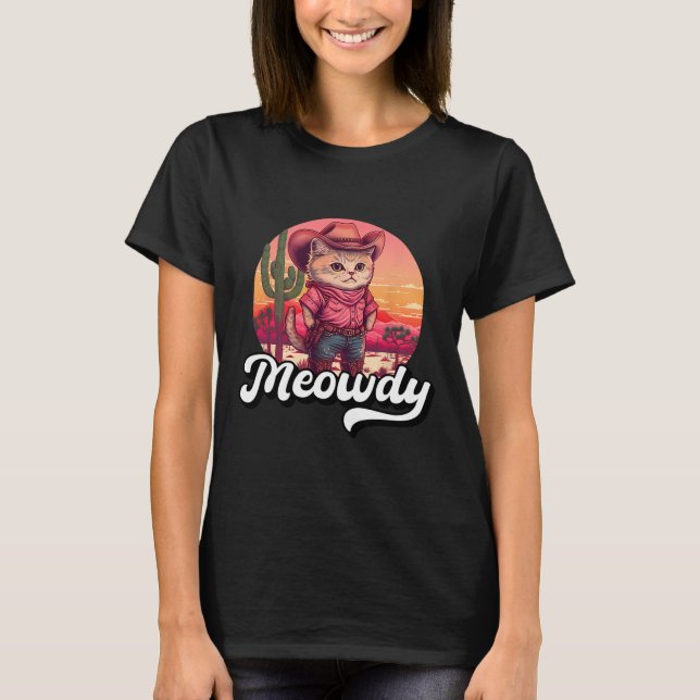 T-shirt Meowdy Texas Cat Meme Country Music Cowgirl Cute C (Devant)