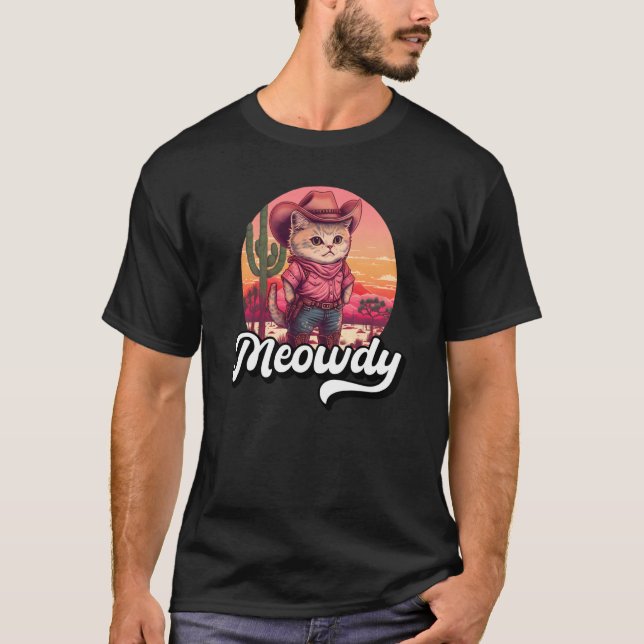 T-shirt Meowdy Texas Cat Meme Country Music Cowgirl Cute C (Devant)