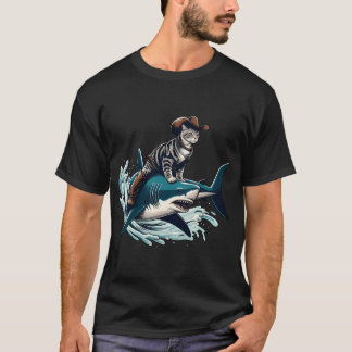 T-shirt Meowdy Texas Cowboy Rodeo Cat Ride Sur Shark T-Shi