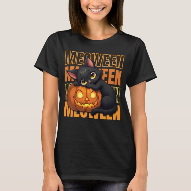 T-shirt MEOWEEN - Halloween Amoureux de les chats (Devant)