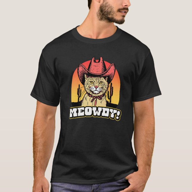 T-shirt Meowgirl Country Cat Western Vibe (Devant)