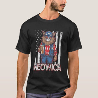 T-shirt Meowica 4 juillet chat drapeau américain Amérique 