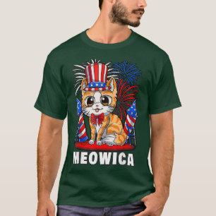 T-shirt Meowica 4 juillet Chat Patriotique Amusant América