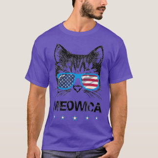 T-shirt Meowica Amoureux des chats Kitty US Drapeau Jour d