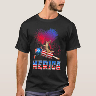 T-shirt Meowica Cat 4 Juillet Fusée Firework Pa