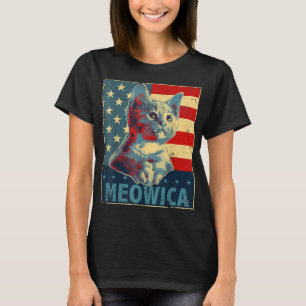 T-shirt Meowica Chat 4 juillet Drapeau Patriotique América