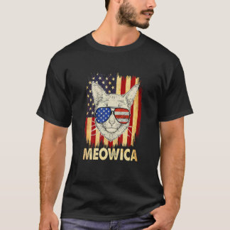 T-shirt Meowica Chat 4h Juillet Merica Hommes Femmes Usa A