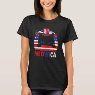 T-shirt Meowica Chat Drapeau Américain 4 Juillet Merica No
