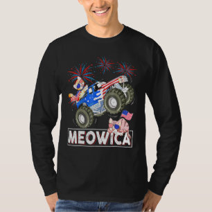 T-shirt Meowica Chat Monster Conduite Camion Drapeau améri