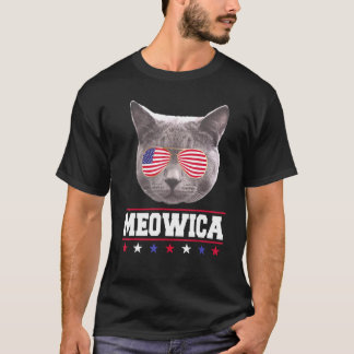 T-shirt Meowica Patriotique 4 Juillet Chat Chat En Lunette
