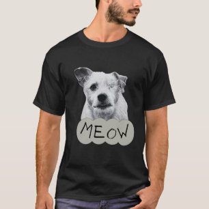 T-shirt Meowing black and white one eyed dog