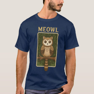 T-shirt Meowl Drôle Meow Chat Hibou Brainrot Memeeen Gamin