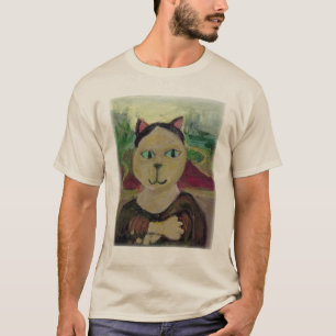 T-shirt Meowna Mona Lisa Fun Chat Classique Peint Art