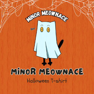 T-shirt Meownace Mineur Fantôme Bleu Drôle Halloween