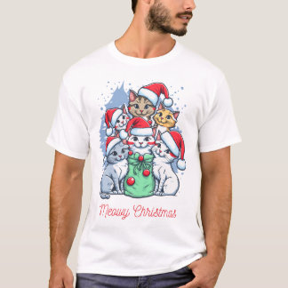 T-shirt Meowny Christmas Chat T-Shirt, Mignonne et Festive