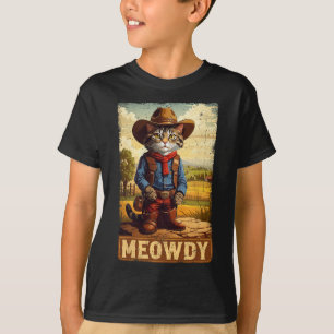 T-shirt Meowny Country Side Chat Casquette Vintage Cowboy