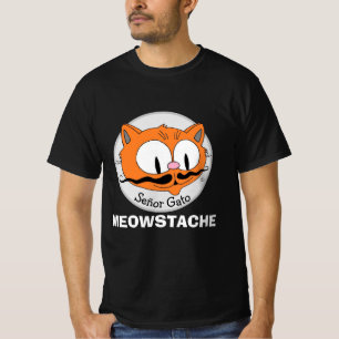 T-shirt MEOWSTACHE Mustache Chat Señor Gato Funny