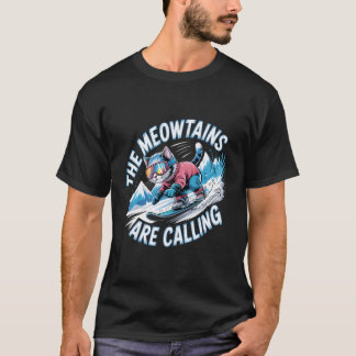 T-shirt Meowtains appellent drôle de planche à neige de ch