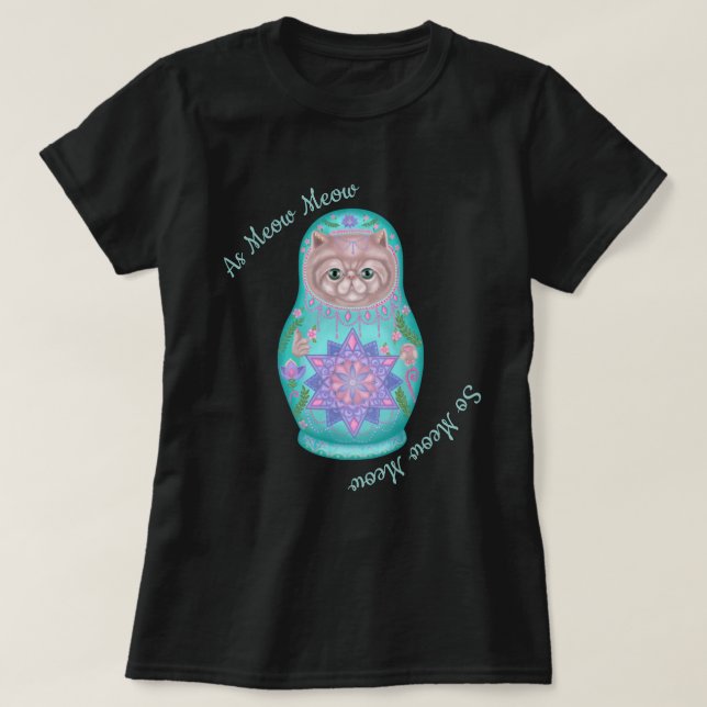 T-shirt Meowtreshka géométrique (Design devant)