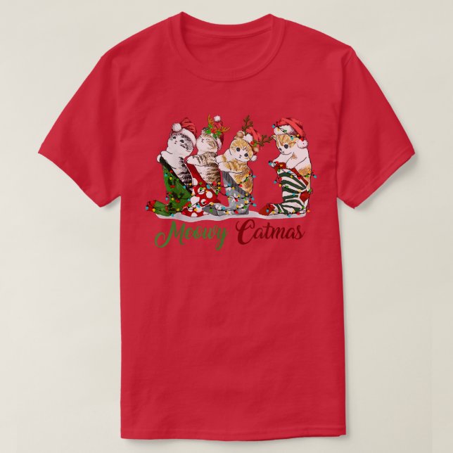 T-shirt Meowy Catmas Cat socks Christmas funny Xmas Kids G (Design devant)