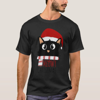 T-shirt Meowy Catmas Chat Arbre de Noël Xmas Filles Garçon