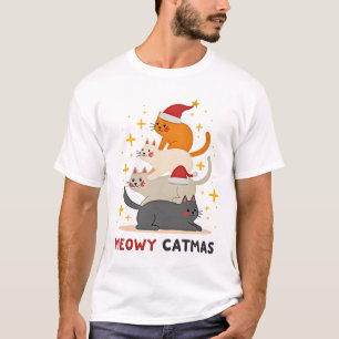 T-shirt Meowy Catmas Chat Noël Arbre de Noël Xmas (2)