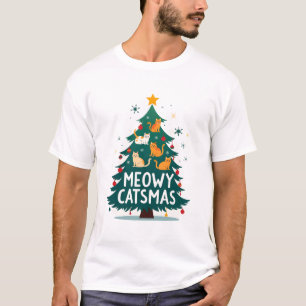 T-shirt Meowy Catmas Chat Noël Arbre de Noël Xmas Drôle de