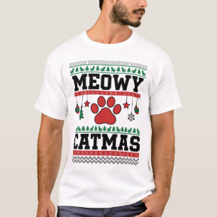 T-shirt Meowy Catmas Noël sale conception de patte de chat