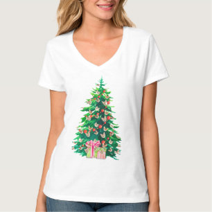 T-shirt Meowy Christmas Chat Maman Funny Christmas Tree Sh