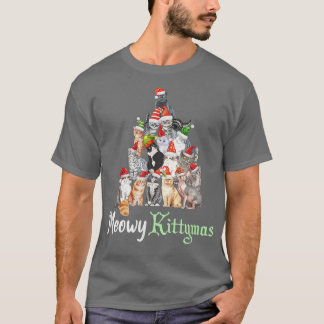 T-shirt Meowy Kittymas Chats avec chapeaux de Noël Chat No