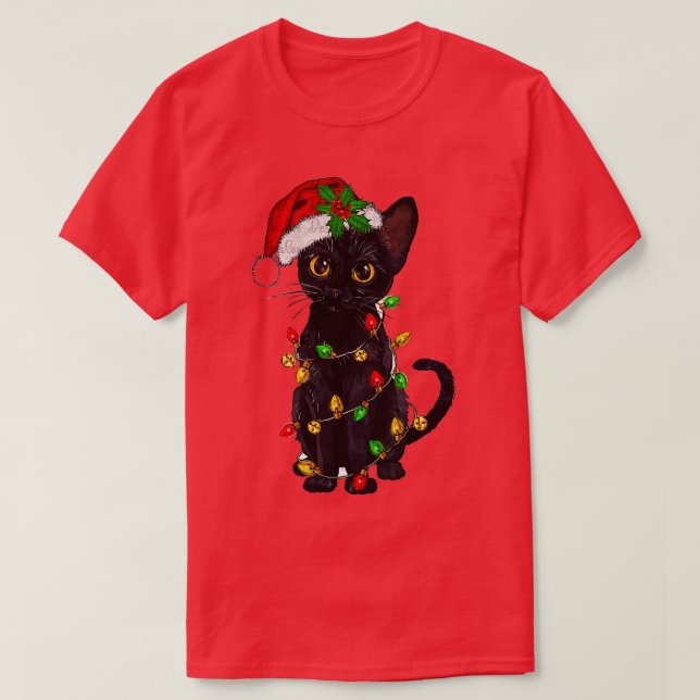 T-shirt Meowy Merry Catmas Noël Amoureux des chats noir Ch (Design devant)