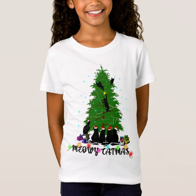 T-Shirt MEOWY NOËL, Joyeux cadeau de Noël, cadeau de Noël (Devant)