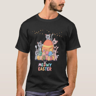 T-shirt Meowy Pâques Joyeuses Pâques Lapin Chats Animal de