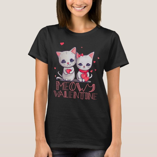 T-shirt Meowy Valentine Cute Kitten Chat (Devant)