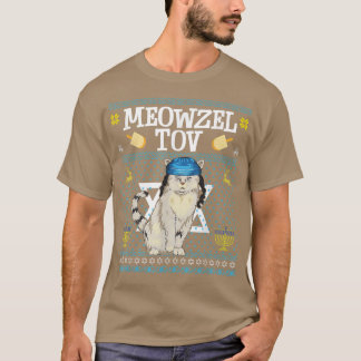 T-shirt Meowzel Tov Chanukah Chat juif Drôle Chat Menorah 