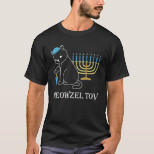 T-shirt Meowzel Tov Chanukah Juif Propriétaire de Chat Han