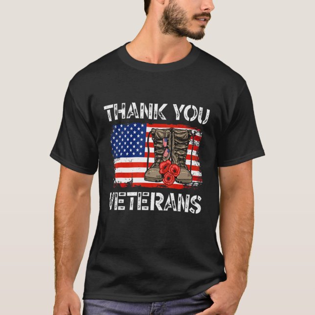 T-shirt Merci Anciens Combattants Boots de Combat Anciens  (Devant)