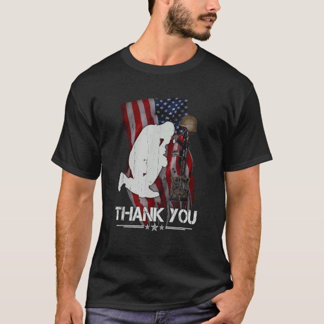 T-shirt Merci Anciens Combattants Boots de Combat Anciens  (Devant)