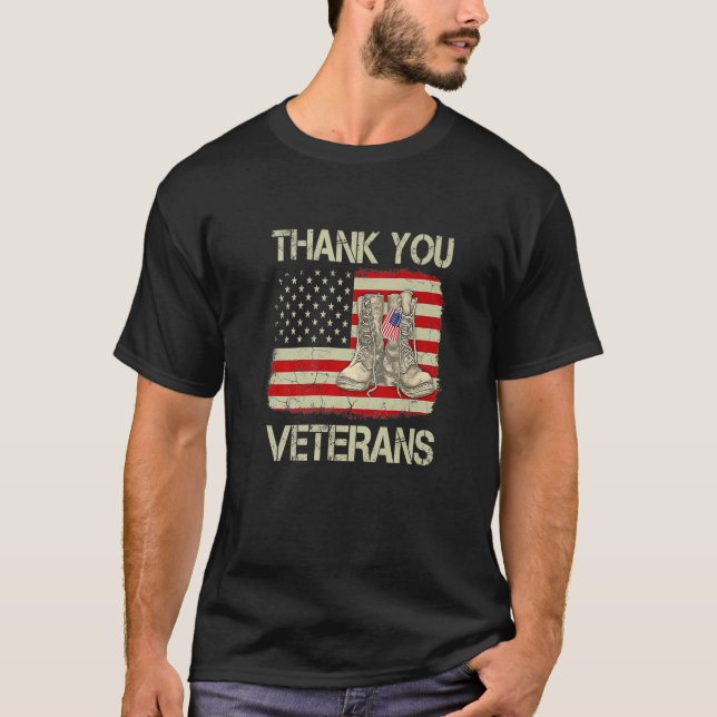 T-shirt Merci Anciens Combattants Boots de Combat Anciens  (Devant)