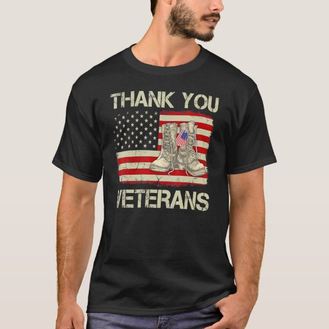 T-shirt Merci Anciens Combattants Boots de Combat Anciens  (Devant)